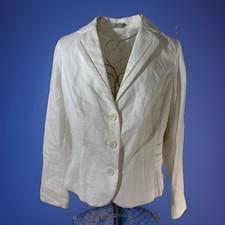 NEW Madison By Belk Women's White 100 Linen Blazer Jacket Size 8 M 88