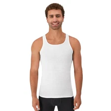 Hanes Men’s Cotton Ribbed White Tank Undershirts – Moisture‑Wicking Multipack