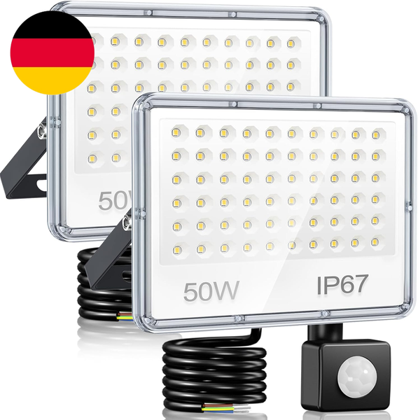 Yiqibro 50W Led Strahler Mit Bewegungsmelder AußEn - 2 StüCk 5000LM Scheinwerfer-image