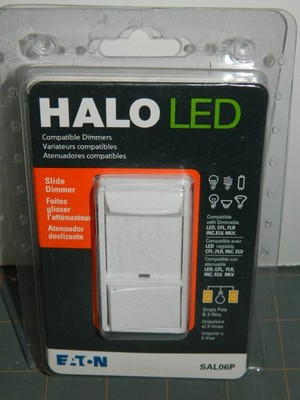 HALO LED Universal Slide Dimmer White ALL BULBS  Single Pole/Three-Way SAL06P
