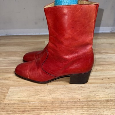 San Remo Red Zip Up Leather Boots Made in Italy Size 9.5 D Ankle