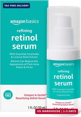 Amazon Basics Retinol Serum for Face, Pore Minimizer, Fast Absorbing Formula, 1