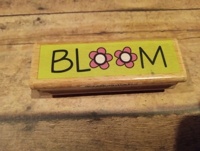 BLOOM Rubber Stamp Flowers Word Rubber Stamp Bloom Stamp