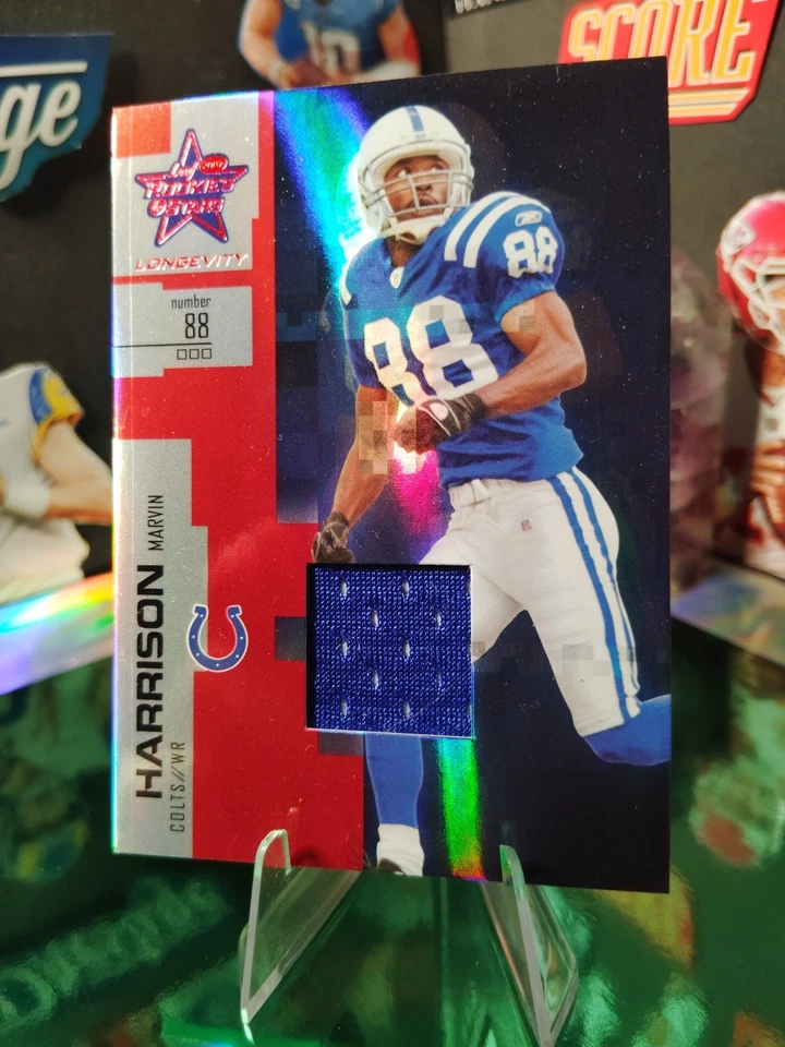 2007 Donruss Leaf Rookies & Stars Football Red/blue patch #82 /250 Marvin... - Image 3 of 4