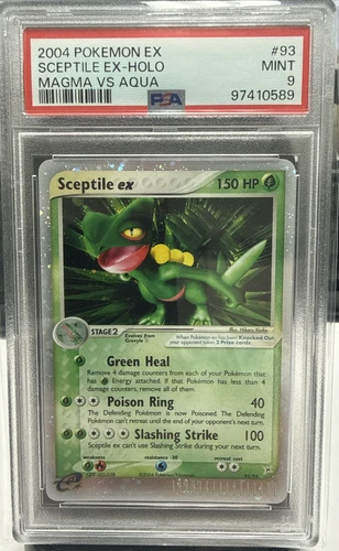 2004 POKEMON EX TEAM MAGMA VS TEAM AQUA #93 SCEPTILE EX-HOLO PSA 9
