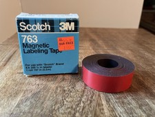 NEW Scotch 3M 763 Magnetic Labeling Tape 3/4" x 197" USA Made Red VTG NOS