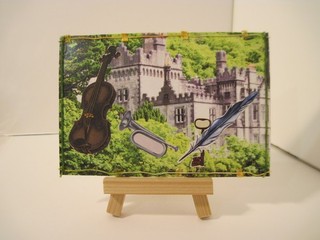 the musician's lair Original Collage 4 x 6 inch art Outsider Naïve Fantasy