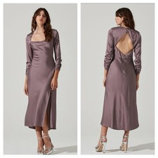 ASTR The Label Gracie Dusty Mauve Cutout Back Midi Dress Size S