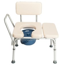 Adjustable Height Padded Commode/Shower Chair Bedside Potty Chair w/Pail and Lid