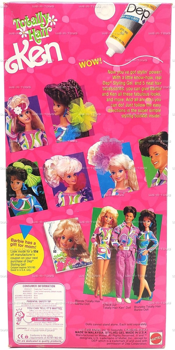 MATTEL BARBIE KEN Doll Puppe 1991 Totally Hair Ken EUR 35,50 - DE