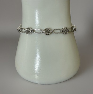 Lovely Silver Tone/Diamond Chips Sonya Hou Bracelet. Fits 6 1/2 Wrist