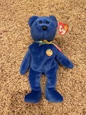 Ty Beanie Babies 1998 "Clubby" The Blue Bear Plush Stuffed Animal Toy Offical 