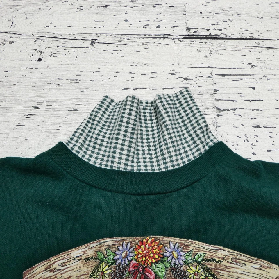 VINTAGE Basic Editions Sweatshirt Womens XL Mock Neck Cats Dogs Made USA 90s - Image 4 of 4