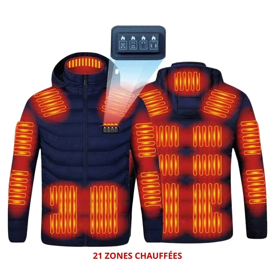 Veste Chauffante USB Manteau Électrique Hiver Ski Multi-Zones 2-25 Homme Femme - Photo 3/4