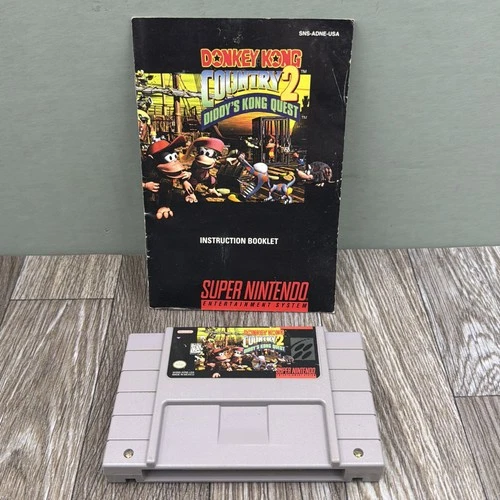 Donkey Kong Country 2 SNES Game with Manual