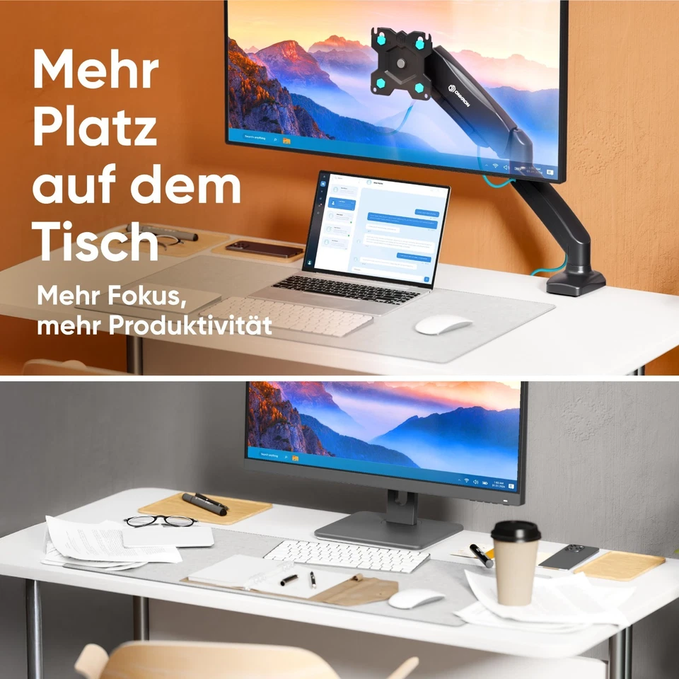ONKRON Monitor Tischhalterung 13-32", bis 8 kg, VESA 75x75/100x100,G80-B - Bild 4 von 4