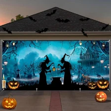 Halloween Garage Door Cover Banner 7x16ft Haunted House 7x16ft, Halloween-6 