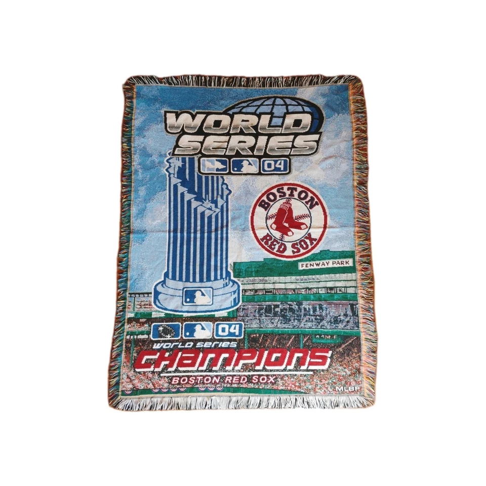 NUEVO SIN ETIQUETAS Boston Red Sox 2004 Serie Mundial Campeones Triple Tejido Manta Tiro 56×44 Foto 2 de 4