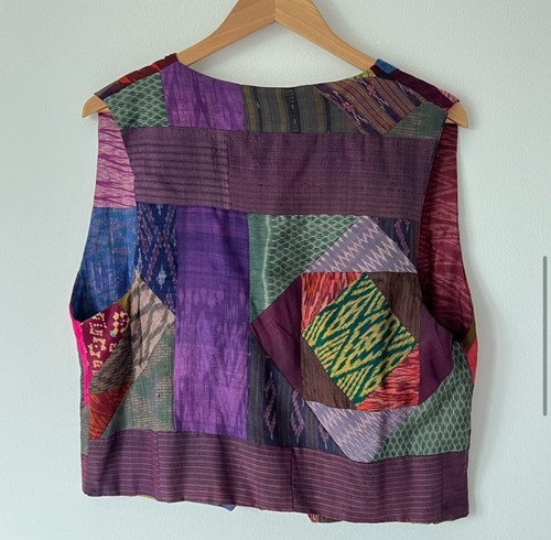 LAISE ADZER / 80’s Patchwork Weste Boho Gr. Small Vintage Seide leicht - Bild 8 von 12
