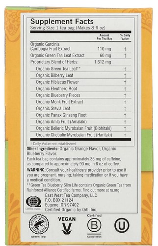 2 Boxes Yogi Green Slim Life Herbal Tea Blueberry Caffeine 32 Tea Bags Total - Picture 3 of 5