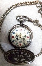 Disney Mickey Mouse 110th Anniversary Pocket Watch with Stones, Used