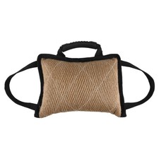 Dog Training Bite Tug Toy with 3 Handles Jute Linen Bite Pillow V1W17546