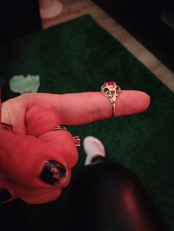 Ring Gold 585 14k mit Stein pink 3.73g - Bild 4 von 4