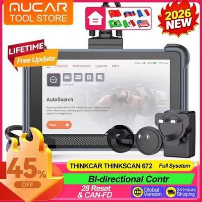 THINKSCAN 672 OBD2 Scanner IMMO Full System CANFD Bidirectional Diagnostic Tool