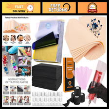 614Pcs Tattoo Practice Kit for Beginners - Fake Skin, Transfer Paper, Ink Caps 