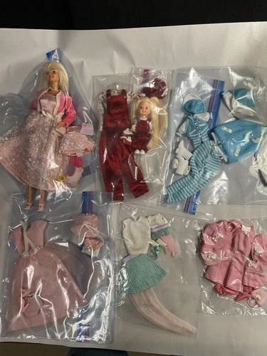 Vintage Barbie & Kelly FASHION AVENUE Dolls & 6 Matching Styles / Outfits