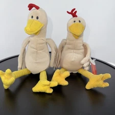 Foster Farms 2 Authentic Foster Imposter Chicken Passenger Beanbag Plush 9" New