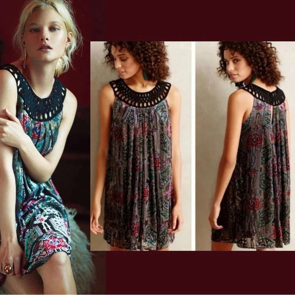Anthropologie Moulinette Soeurs Silk Linnea Velvet Devour Dress Size Medium - Image 3 of 4