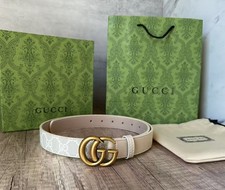 GUCCI BELT BEIGE LEATHER 100 AUTHETNIC GOLD BUCKLE M SIZE WOMEN'S CLASSIC ITALY