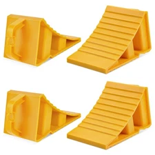 Wheel Chocks for Trailers, 4 Pack Hard Plastic RV Wheel Chocks with Handles f...