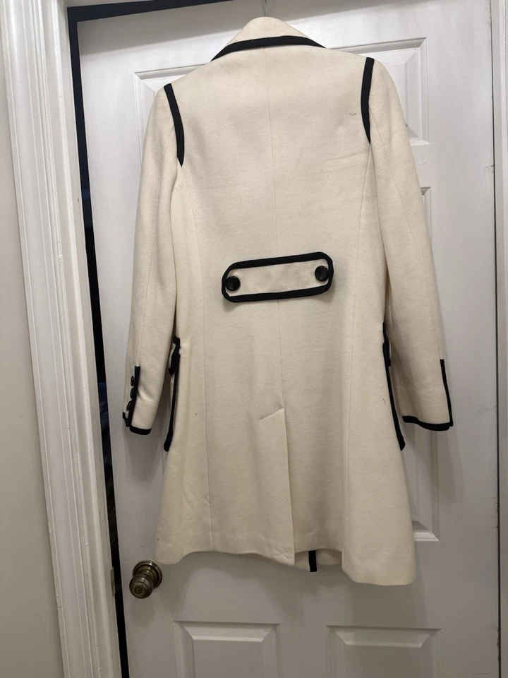 ¡Nuevo! Abrigo de invierno para mujer Calvin Klein talla 2 negro blanco tweet mezcla de lana Foto 3 de 3