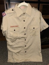 Boy Scout BSA UNIFORM SHIRT Men  s Small Short Sleeve Tan V57
