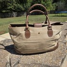 Etienne Aigner Basket Straw Handbag Beige Tan Pockets Clean Pre-owned VTG