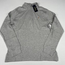 Polo Ralph Lauren Boys Medium 10/12 Gray Pullover Crew Neck Quarter Zip