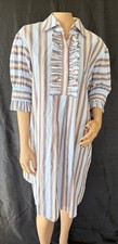 Tory Burch Dress Women Size L Striped Shirt Dress  Ruffle Front And Sleeves