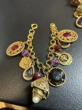 Victorian Revival Gold Tone Made In Germany 1950-60s Charm Bracelet Lot 1