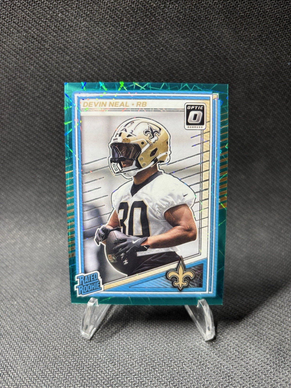 2025 Panini Optic Devin Neal Rated Rookie Teal Velocity #282 New Orleans Saints