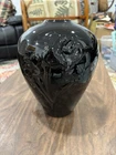 HAEGER Pottery Ceramic Vase Black Calla Lily Floral Art Deco 1986 MCM Vintage