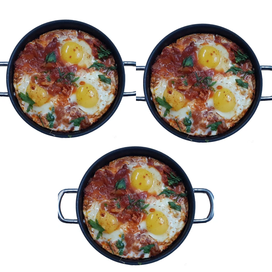 3 Shakshuka Frying Pan Non Stick Ideal Skillet for Eggs & Sauce+ Recipe Included