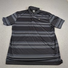 Callaway Polo Shirt Mens Size Large Black Short Sleeve Striped Opti Dri Golf
