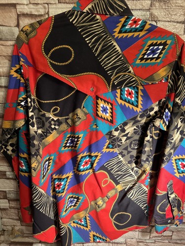 Vintage Wrangler Button Down Hemd Cowboy Schnitt 15 1/2 x 34 Western Brushpopper - Bild 3 von 5