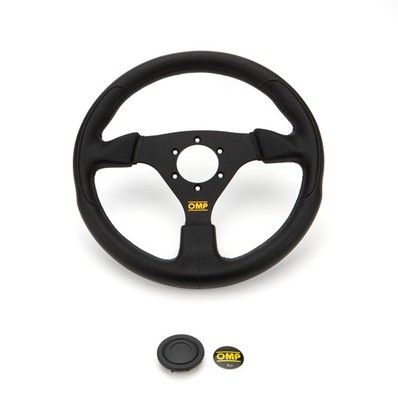 OMP Racing GP Steering Wheel 3 Spoke 330mm Black Polyurethane Grip Aluminum