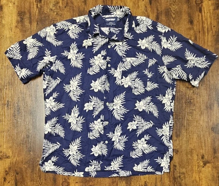 Polo Ralph Lauren Caldwell Hawaiian Camp Shirt Loop Collar Mens L Vintage Golf 