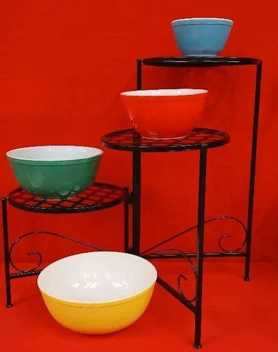 VINTAGE 1950'S PYREX PRIMARY COLORS NESTING MIXING BOWLS SET OF 401,402,403,404