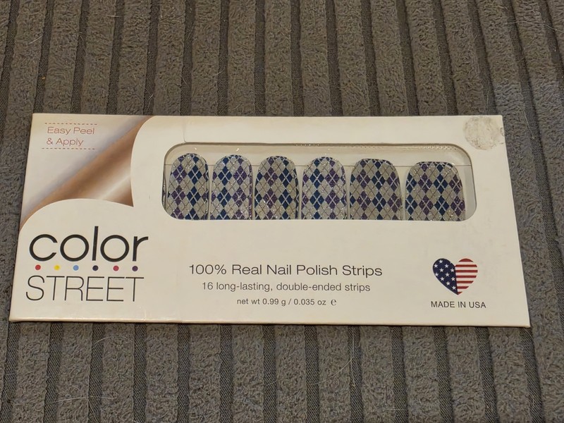Color Street College Town Nail Polish Strips Argyle Glitter Rare HTF Unicorn