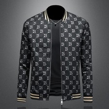 Men Luxury Fashion Trend Bomber Streetwear Long Sleeve Zipper Casual Jacket Coat